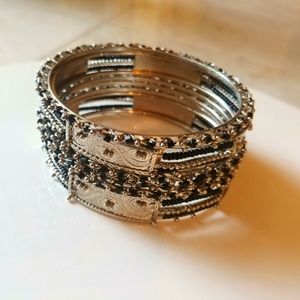 Black and silver bracelets